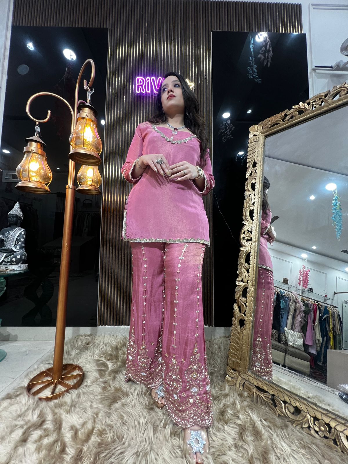 💙✨ Turquoise Noor And Blush Pink Heavy Pants Set ✨💙 RC495