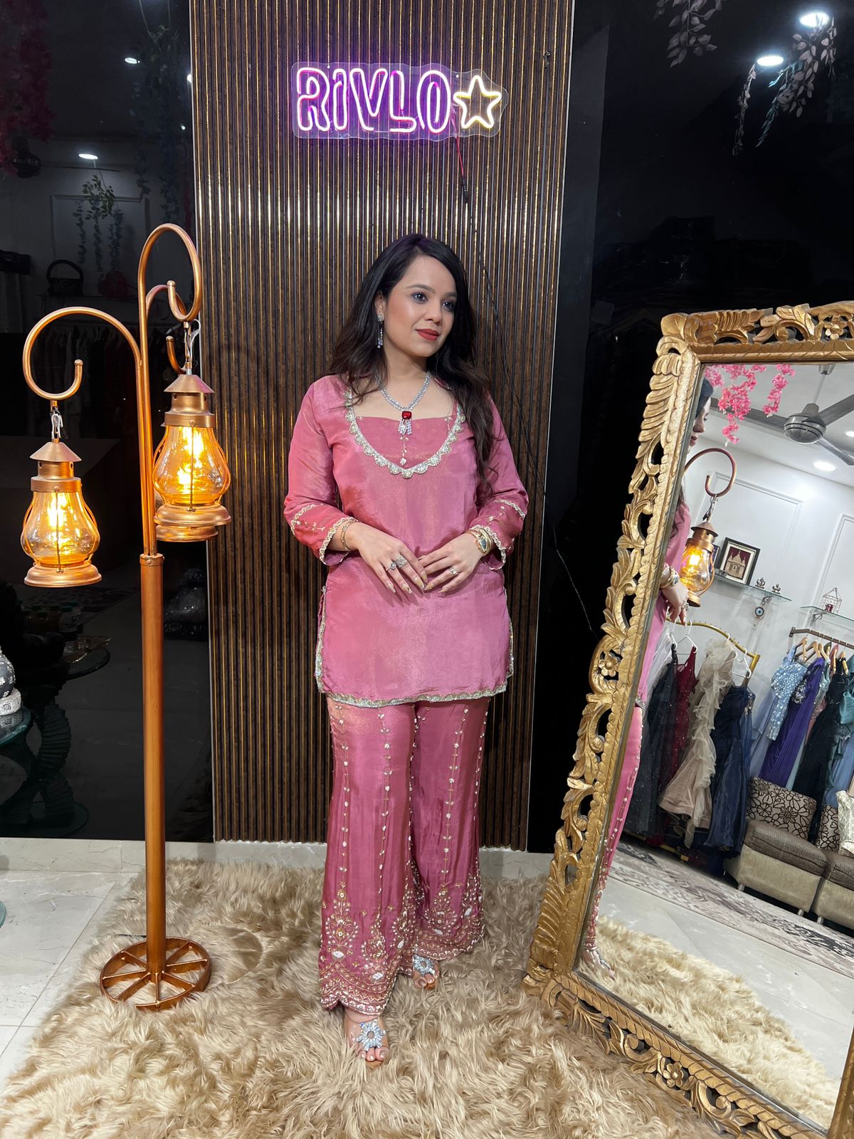 💙✨ Turquoise Noor And Blush Pink Heavy Pants Set ✨💙 RC495