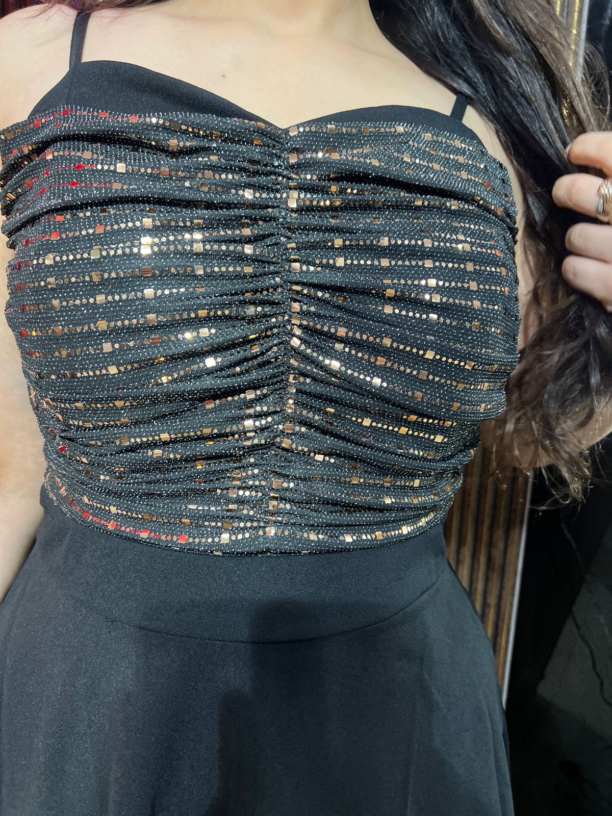 Silver And Golden Partywear Seq Box Dress WC49